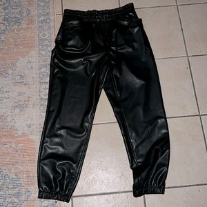 Faux leather joggers